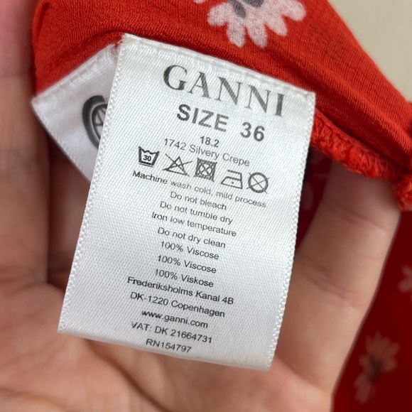 Ganni Crepe Floral Tiered Maxi Wrap Dress Size 36 US Small - Picture 7 of 11